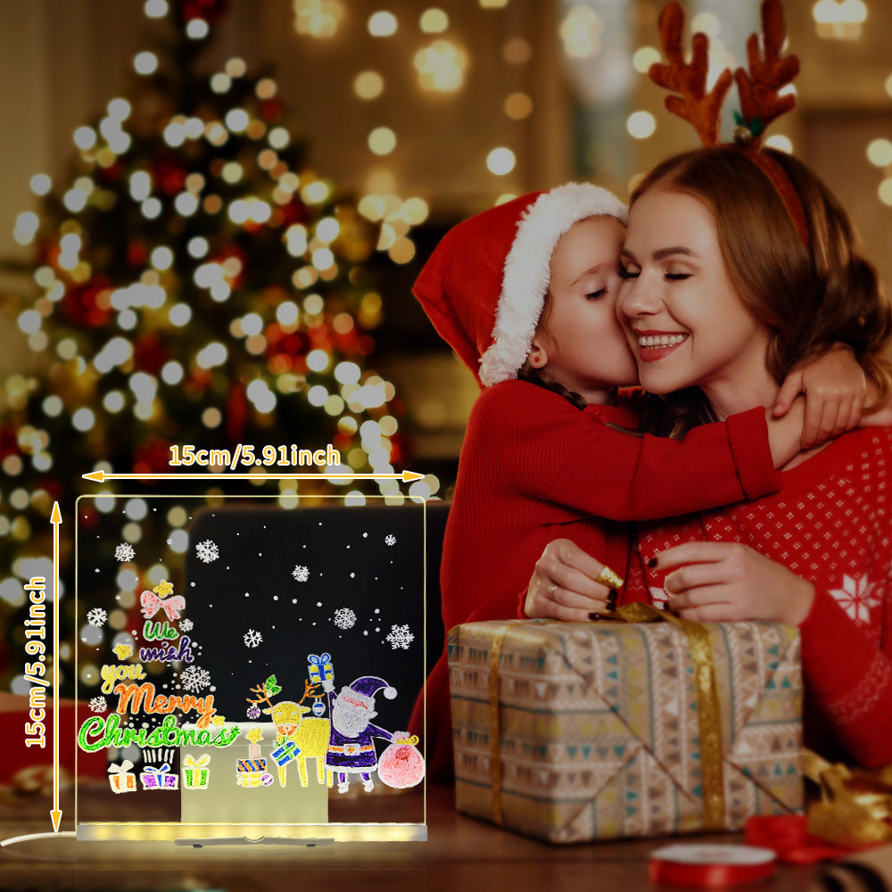 Tableau de Dessin LED Lumineux — Ardoise Magique avec Veilleuse