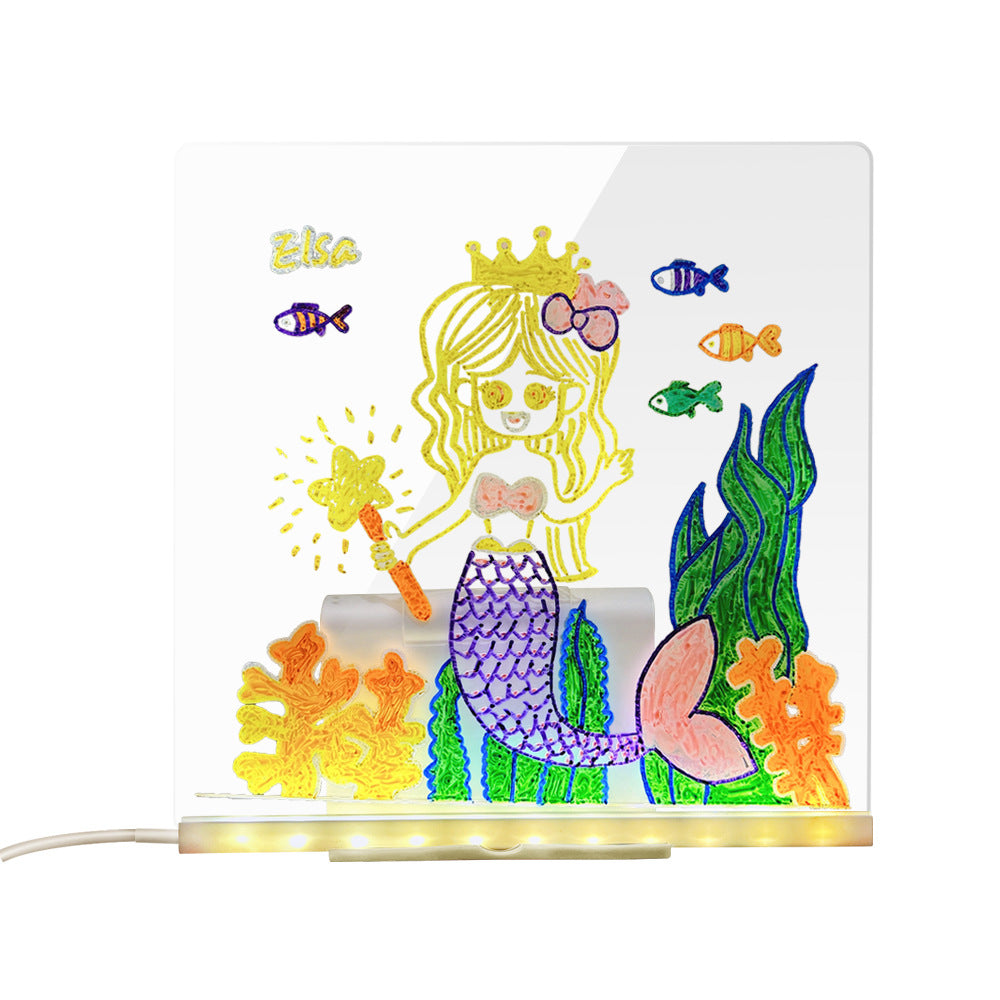 Tableau de Dessin LED Lumineux — Ardoise Magique avec Veilleuse