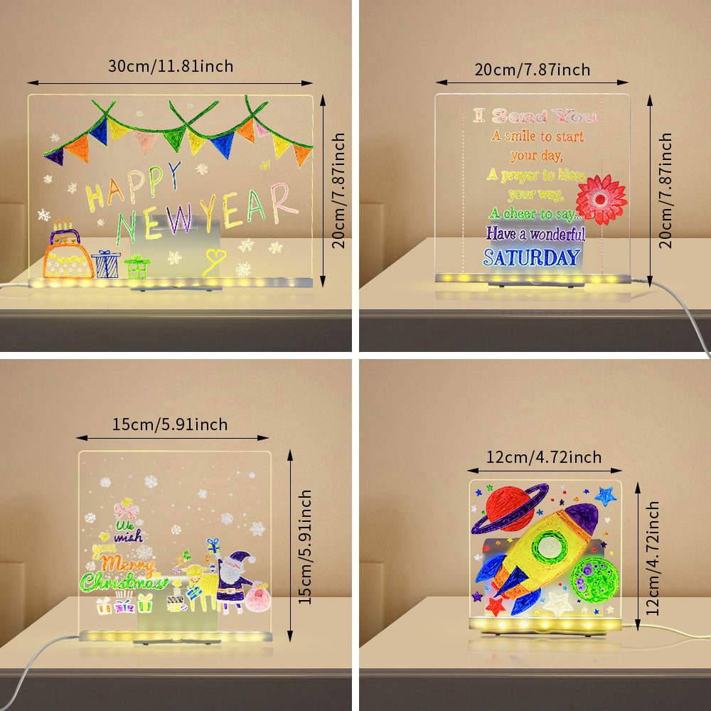 Tableau de Dessin LED Lumineux — Ardoise Magique avec Veilleuse